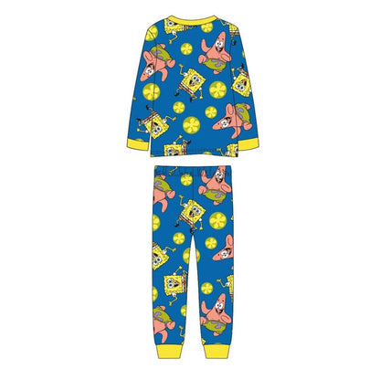Pijama infantil de manga larga de Bob Esponja con camiseta y pantalón azul - 2
