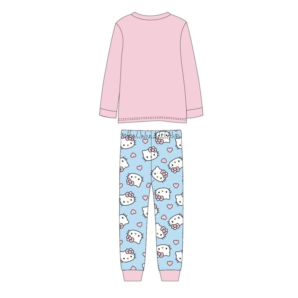 Pijama infantil de manga larga Hello Kitty rosa y azul - 2