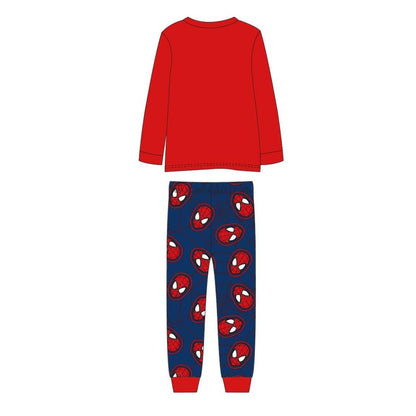 Pijama infantil Spiderman Marvel de dos piezas, con camiseta roja y pantalón azul estampado - 2
