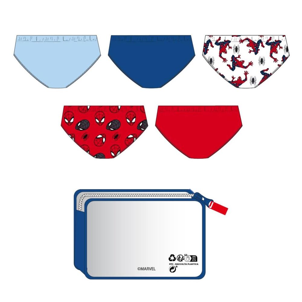 Set de cinco calzoncillos Spiderman Marvel con neceser - 2