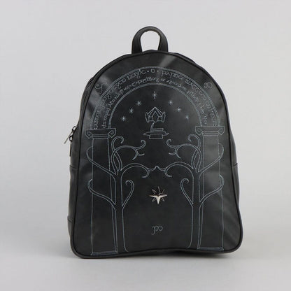 Mochila negra de El Señor de los Anillos con diseño frontal rúnico - 5