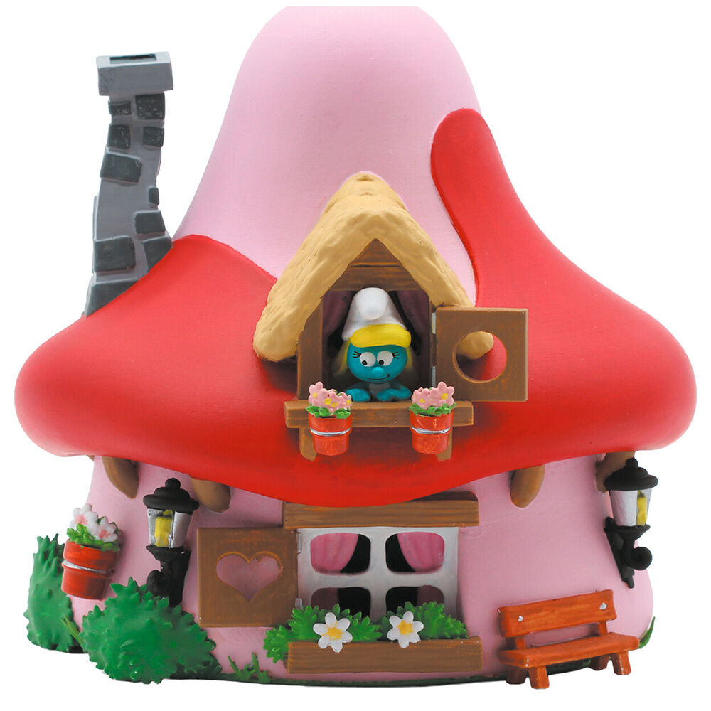 Hucha Casa Seta de Pitufina de Los Pitufos en rosa y rojo