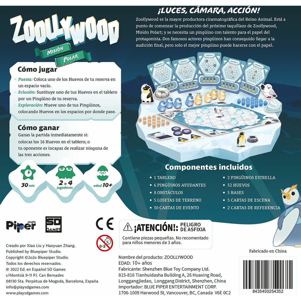 Caja del juego de mesa Zoollywood: Misión Polar con dos pingüinos - 2