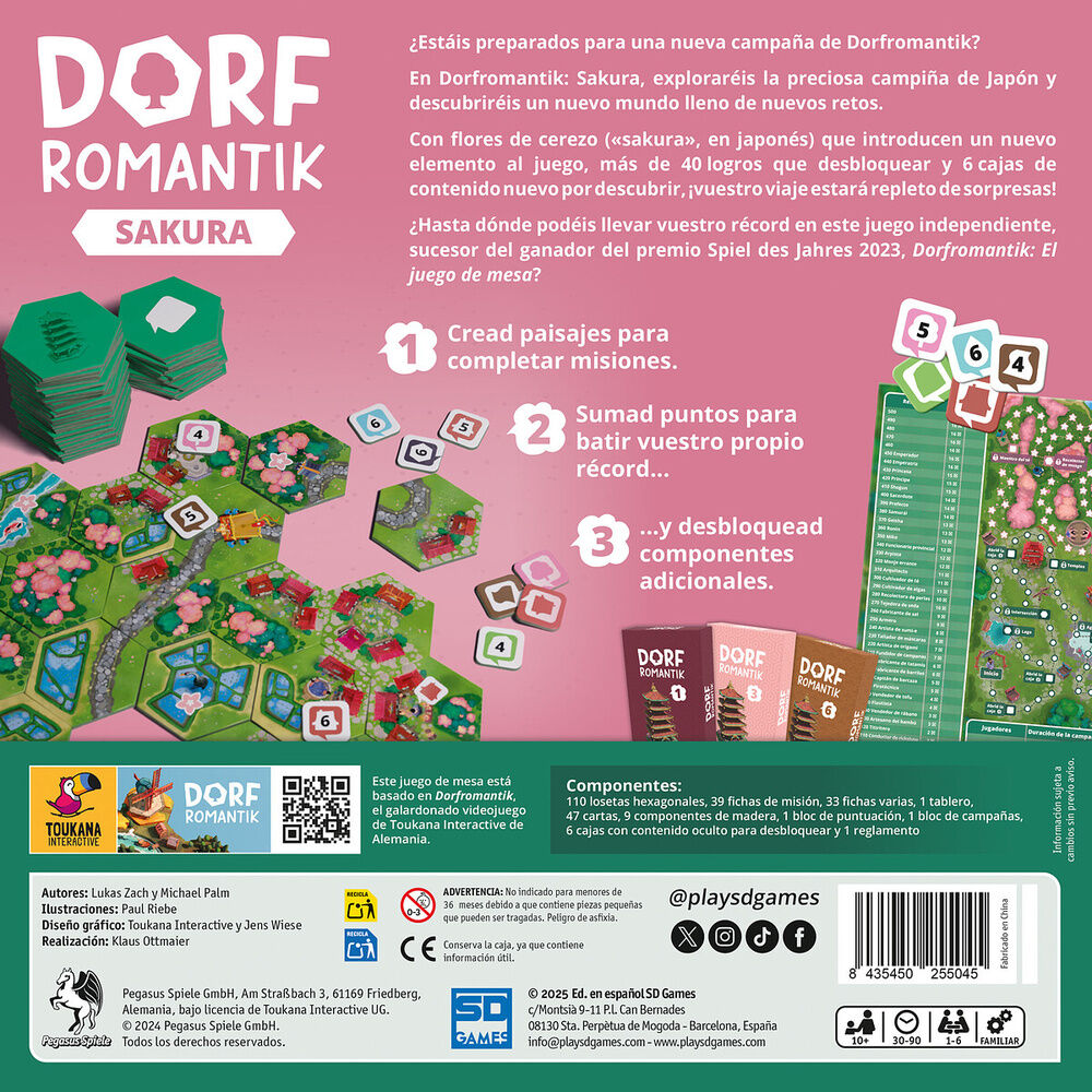 Caja de Dorfromantik: Sakura, juego de mesa ambientado en Japón - 3