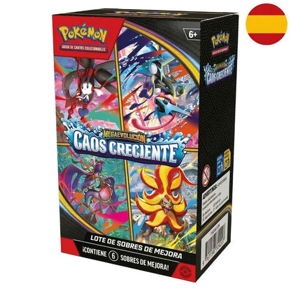Booster Bundle Pokémon Megaevolución Caos Creciente con 6 sobres de mejora
