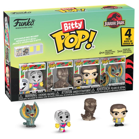 Pack FUNKO Bitty POP! de Jurassic Park con cuatro figuras y expositor