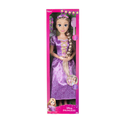 Muñeca Rapunzel Disney Enredados de 80 cm con vestido morado y trenza larga