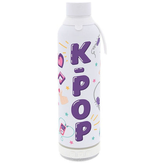 Botella térmica blanca Ice K-Pop de 600 ml con altavoz