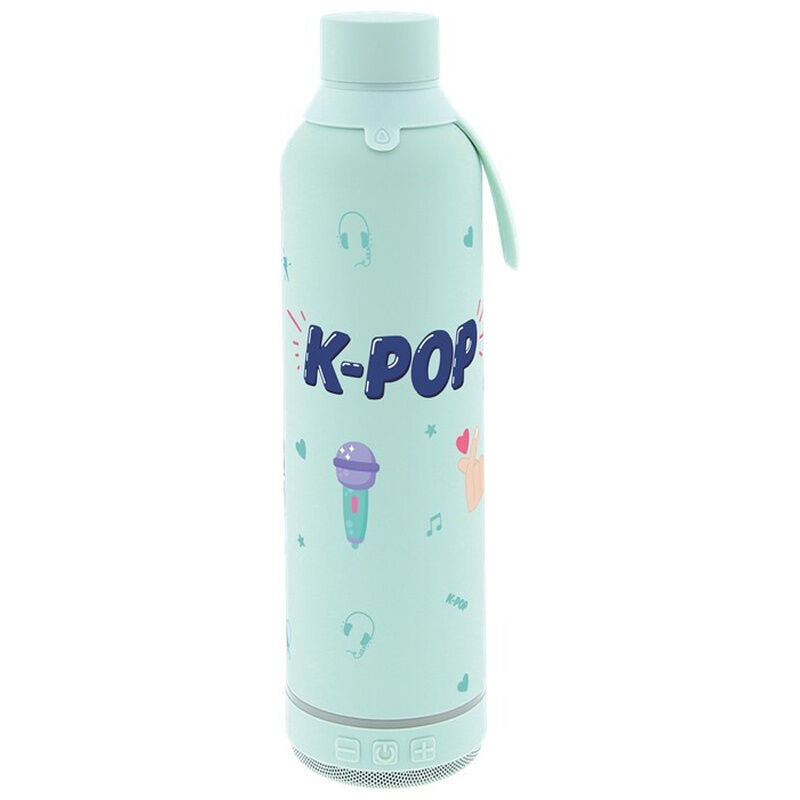 Botella térmica verde menta K-Pop de 600 ml con altavoz