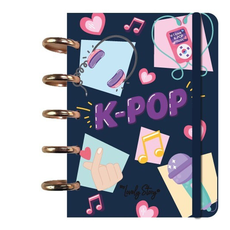Cuaderno A6 azul marino LOVELY STORY con diseño K-Pop