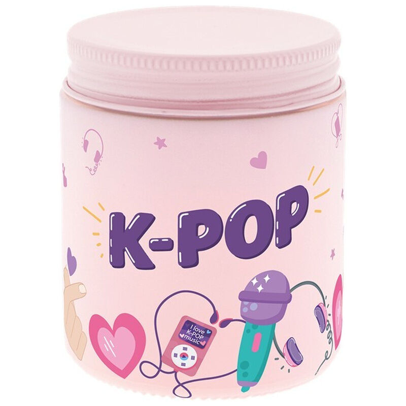 Vela aromática de rosas Lovely Story con diseño K-Pop en tarro rosa