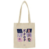 Bolsa de tela beige Stars KPop con ilustraciones y asas largas