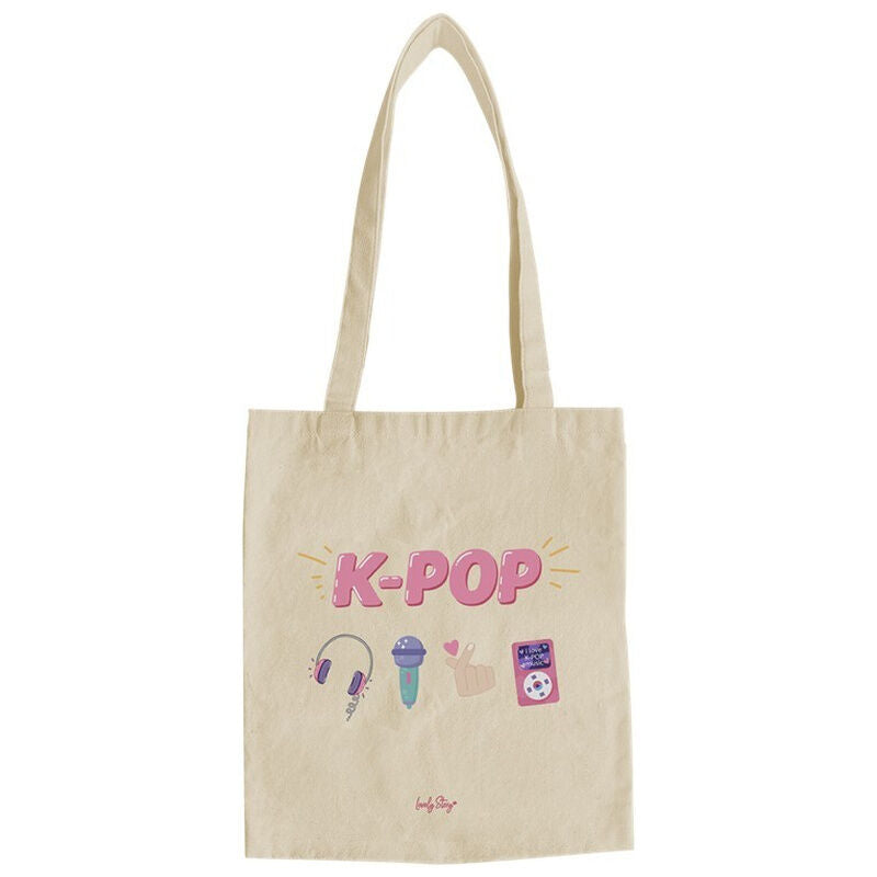 Bolsa de tela cruda Dreams K-Pop con estampado musical