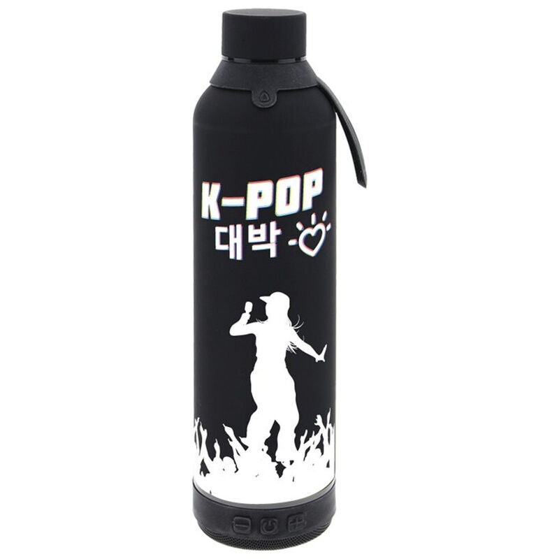 Botella térmica negra K-Pop LOVELY STORY de 600 ml con altavoz