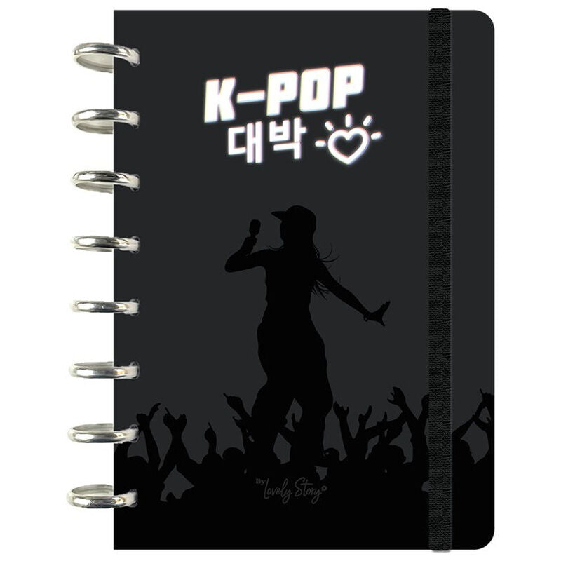 Cuaderno A5 negro K-Pop Demon Hunters Lovely Story con anillas
