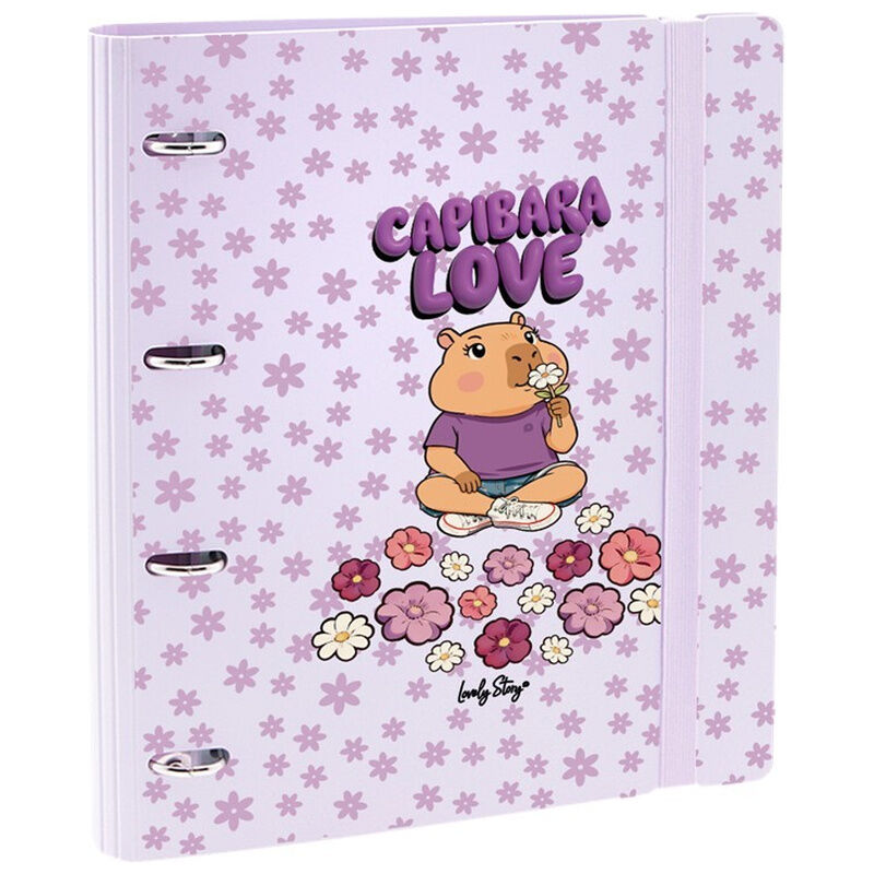 Carpeta lila Love Capibara de Lovely Story con estampado floral