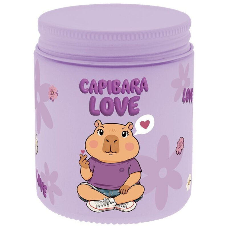 Vela aromática de mora Capibara Love en tarro lila