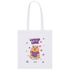 Bolsa de tela blanca Lovely Story con diseño Capibara Love