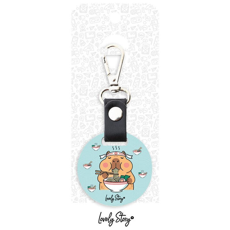 Llavero Lovely Story Foodie con capibara comiendo noodles