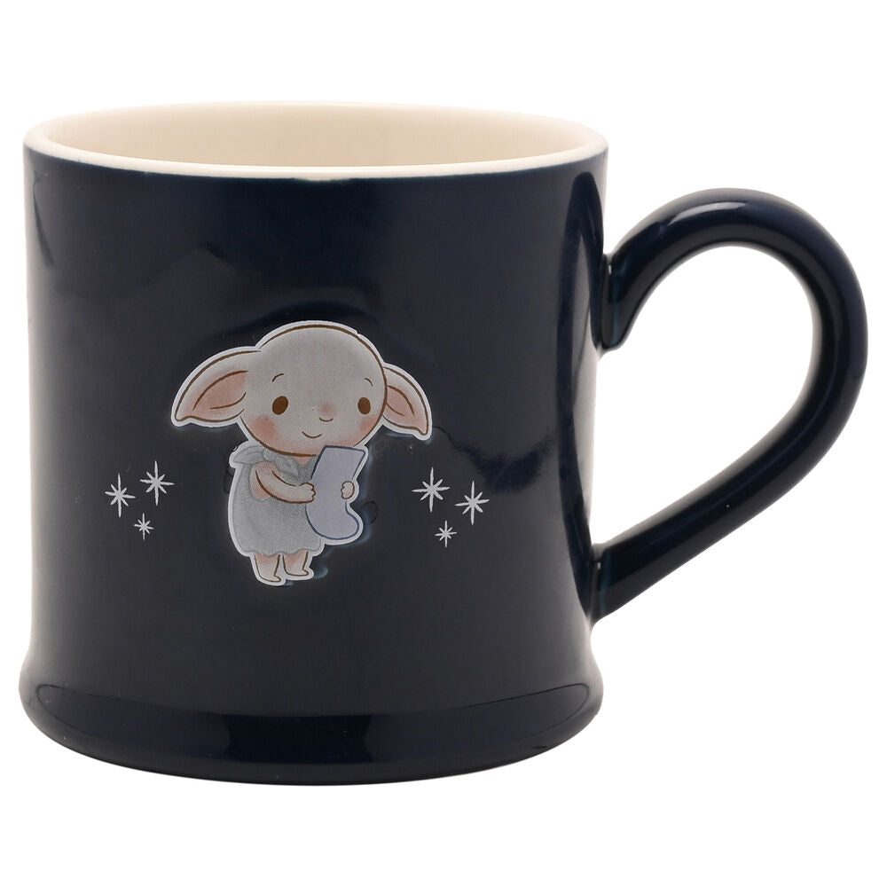Taza azul marino de cerámica con Dobby de Harry Potter en relieve