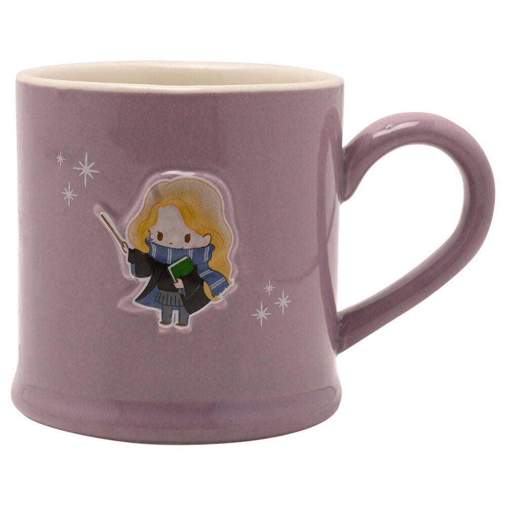 Taza malva de cerámica con Luna Lovegood en relieve