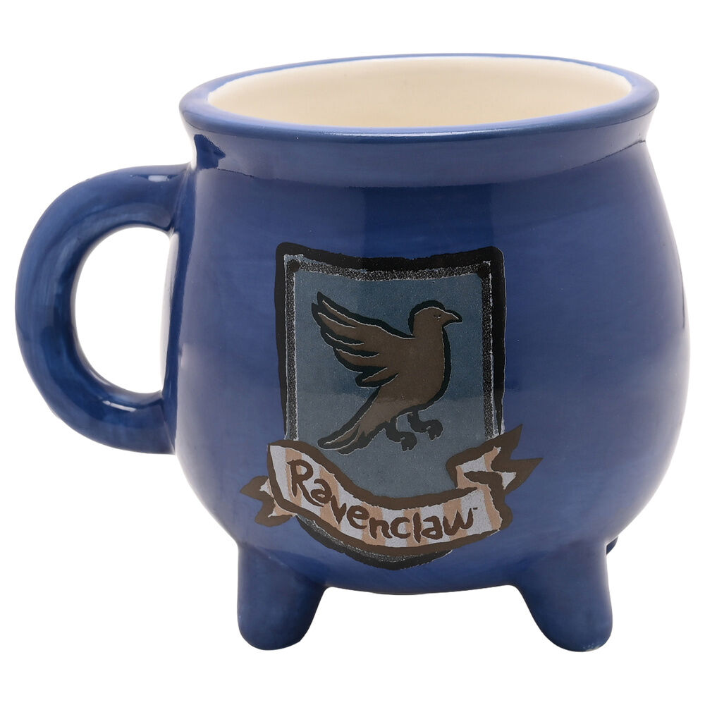 Taza caldero azul de cerámica con escudo de Ravenclaw