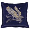 Cojín de terciopelo azul marino con Buckbeak bordado en dorado