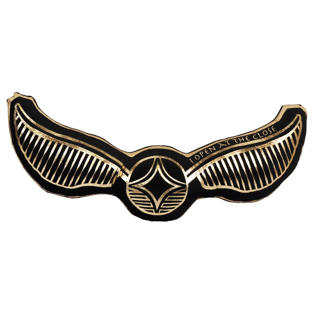 Cojín de terciopelo negro y dorado con diseño de Snitch de Harry Potter
