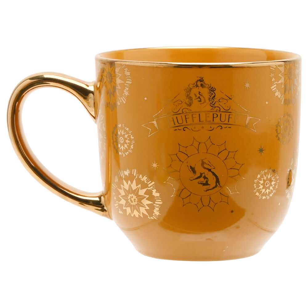 Taza de cerámica Hufflepuff de Harry Potter en tono dorado anaranjado