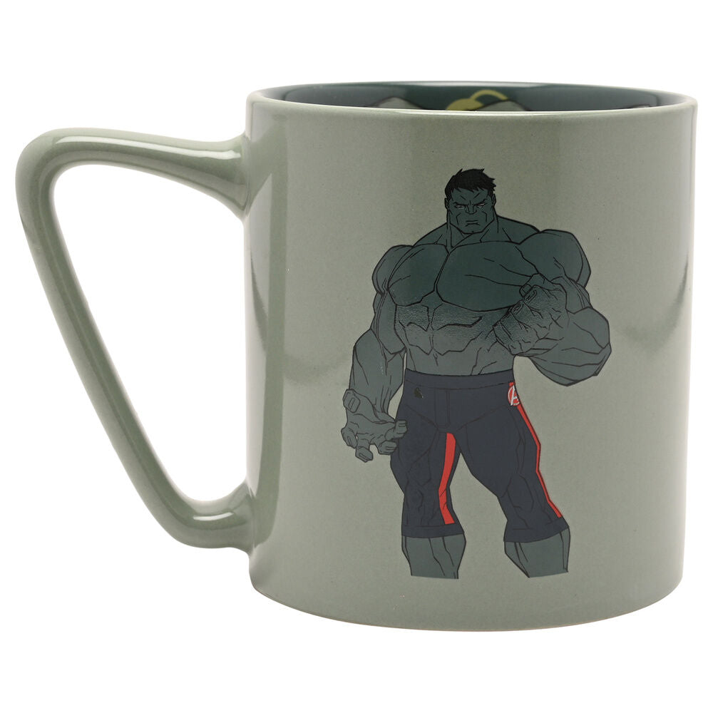 Taza de cerámica verde de Hulk Marvel con asa e ilustración frontal