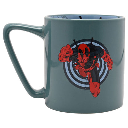 Taza de cerámica Deadpool Marvel de 500 ml con ilustración sobre una diana