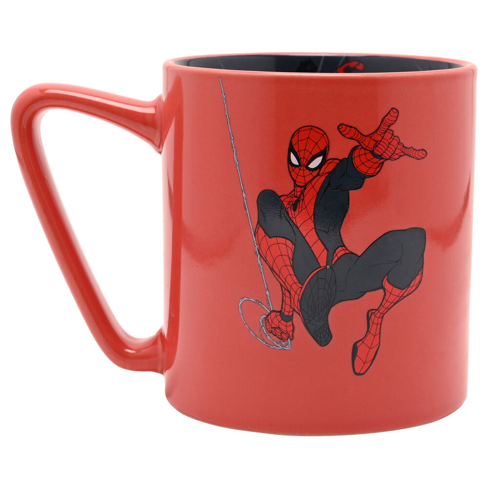 Taza roja de cerámica de Spider-Man Marvel con ilustración del superhéroe