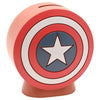 Hucha Marvel de Capitán América con diseño de escudo rojo, blanco y azul