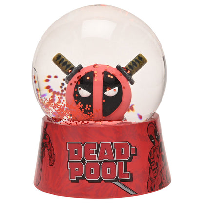 Bola de nieve de Deadpool Marvel con base roja decorada