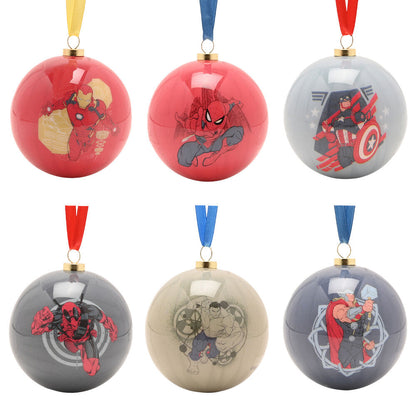 Set de seis bolas de Navidad Marvel Avengers con personajes