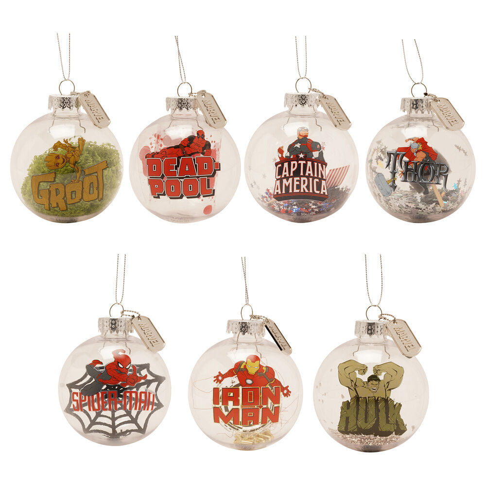 Set de 7 bolas de Navidad Marvel con personajes de Los Vengadores