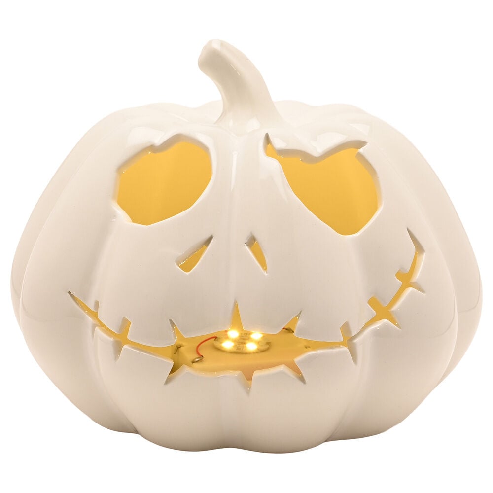 Adorno luminoso de cerámica con rostro de Jack en forma de calabaza