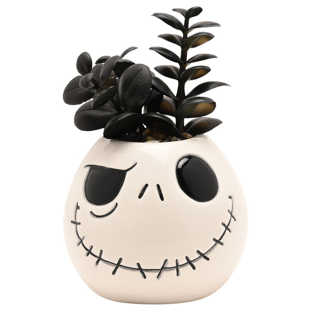 Maceta de Jack de Pesadilla Antes de Navidad con planta artificial negra