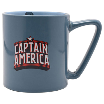 Taza azul de cerámica de Capitán América Marvel con su escudo - 2