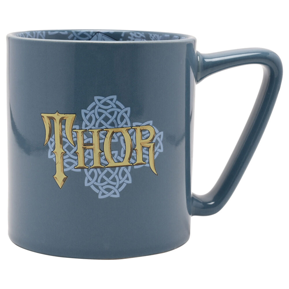Taza de cerámica Thor Marvel azul grisácea con martillo y capa roja - 2