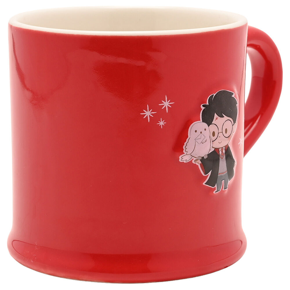 Taza roja de cerámica Harry Potter con Harry y una lechuza - 3