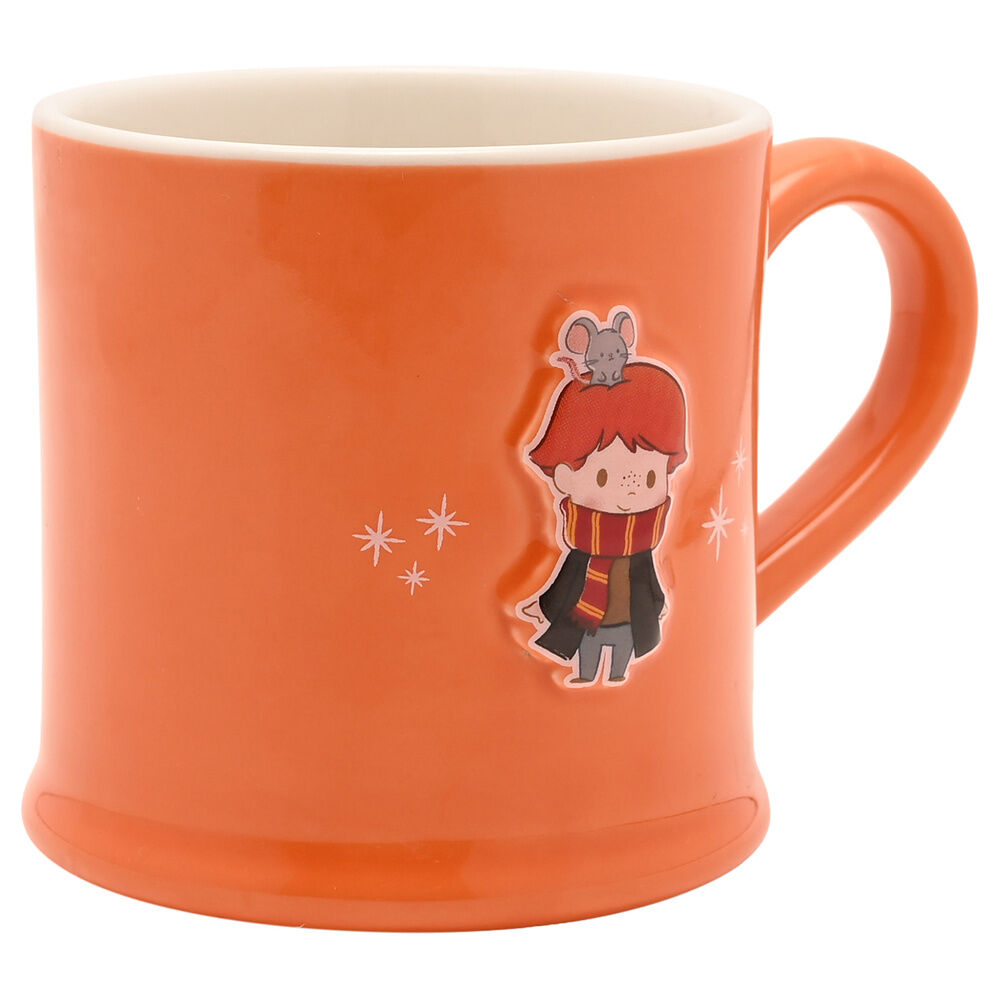 Taza naranja de cerámica con Ron de Harry Potter en relieve - 3