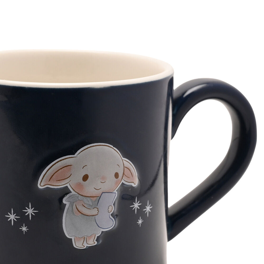 Taza azul marino de cerámica con Dobby de Harry Potter en relieve - 3