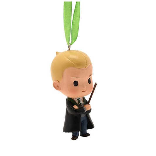Adorno navideño de Draco Malfoy con varita y cinta verde - 3