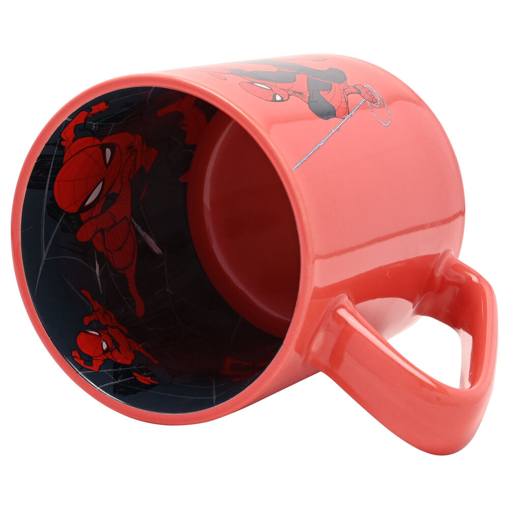 Taza roja de cerámica de Spider-Man Marvel con ilustración del superhéroe - 3