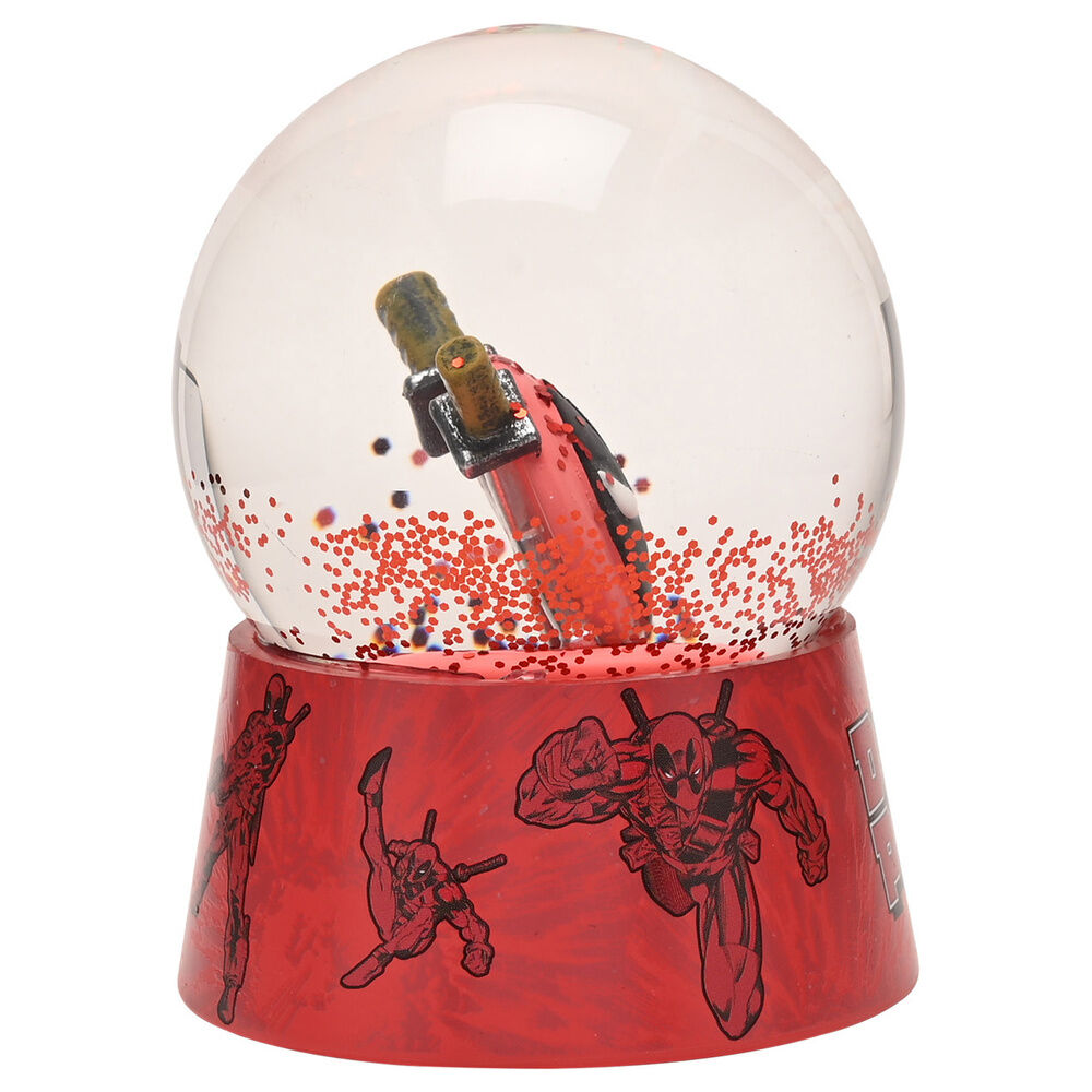 Bola de nieve de Deadpool Marvel con base roja decorada - 3