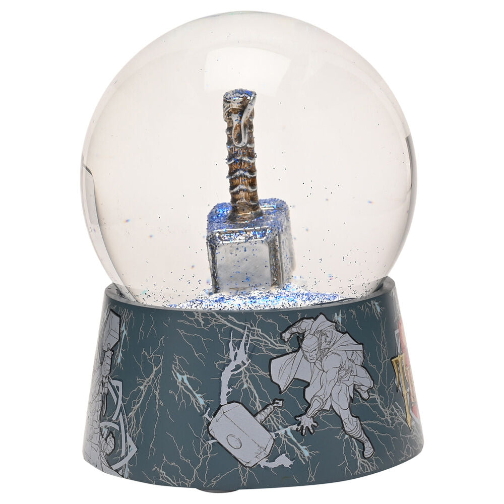 Bola de nieve de Thor Marvel con martillo y base decorada con relámpagos - 3