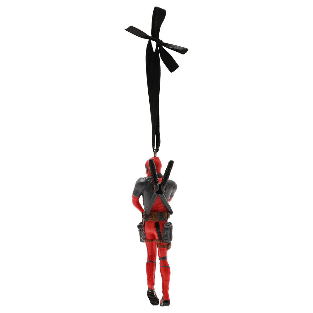 Adorno navideño de Deadpool Marvel de resina con cinta negra - 3