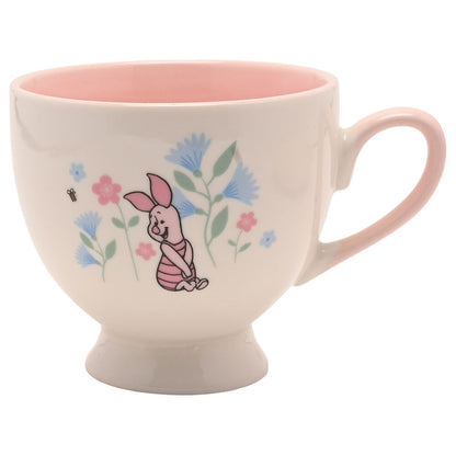 Taza y platillo rosa de cerámica con Piglet y flores - 3