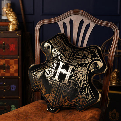 Cojín de terciopelo Hogwarts Crest de Harry Potter en negro y dorado - 4